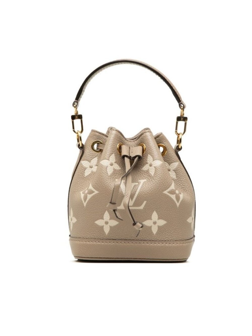 Louis Vuitton Monogram Empreinte Nano Noe Handbag Tourterelle Cream Beige